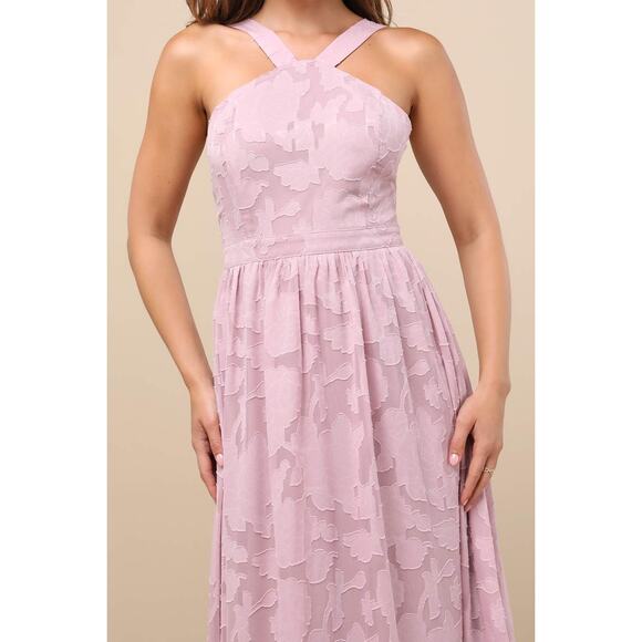 NWT Lulus Love and Beyond Mauve Pink Burnout Floral Maxi Dress Wedding Size XL - Picture 7 of 8